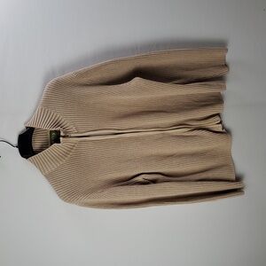 Orvis Men's Tan Full Zip Sweater Sz L 100% Cotton Padded Elbow Preppy Dadcore